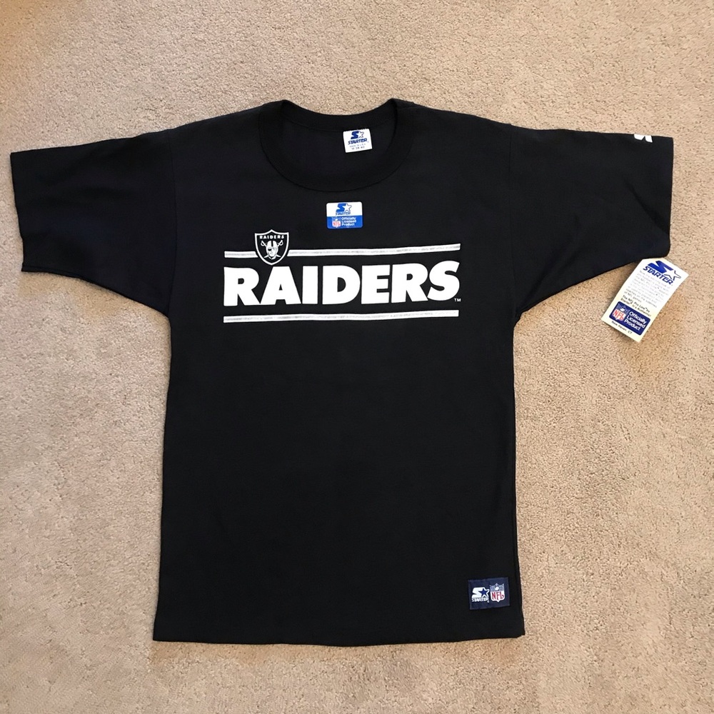 Vintage 80s Starter Raiders Football T Shirt NEW Mens Medium USA Made Deadstock